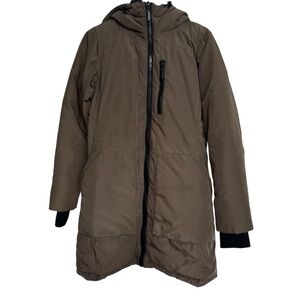 Bernardo Women’s Longline Puffer Jacket Size XS Hooded Full Zip Green Insulated